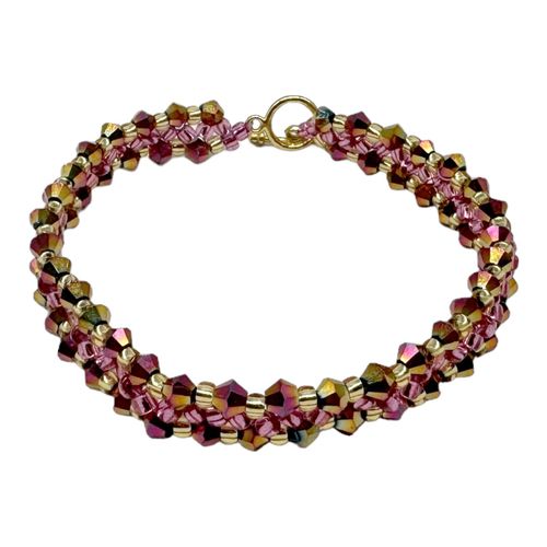 Mia Crystal Bracelet Makes 3 golden pinks bracelet making kit — DIY set with beads and instructions for creating handmade jewelry