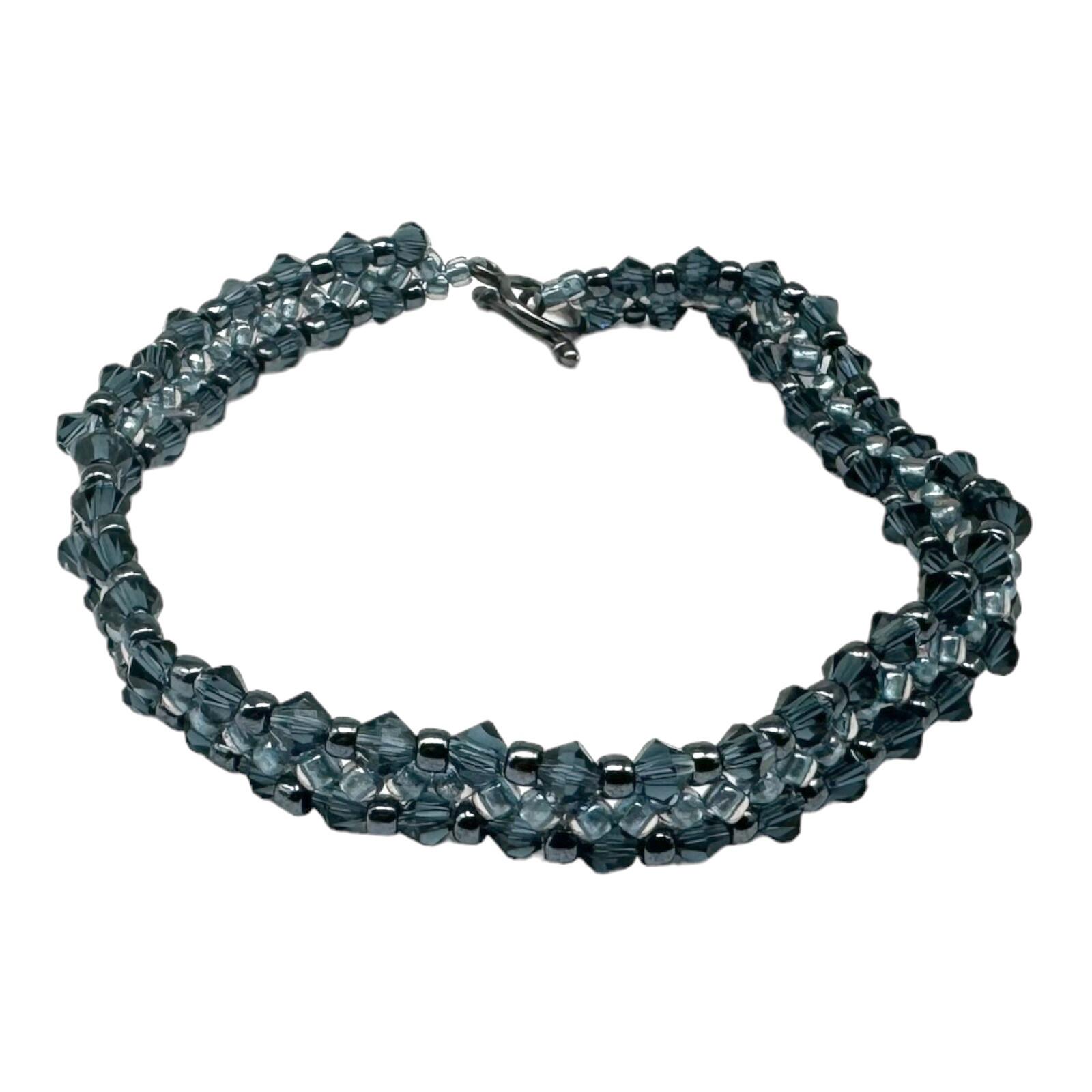 Mia Crystal Bracelet Makes 3 hematite sapphire bracelet making kit — DIY set with beads and instructions for creating handmade jewelry