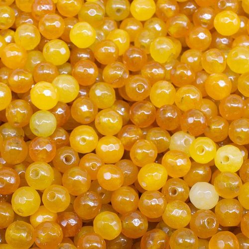 Dyed Jade 6mm Facet Round Beads Mix 60pc   Golden Haze pack of 6 for jewellery making