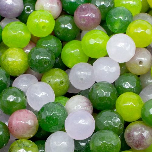 Dyed Jade 10mm Facet Round Beads Mix 35pc   Grapevine pack of 10 for jewellery making