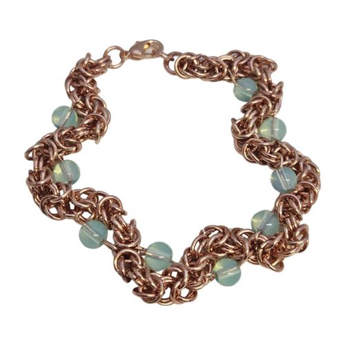 Byzantine Wave Bracelet rose gold & opal bracelet making kit — DIY set with beads and instructions for creating handmade jewelry