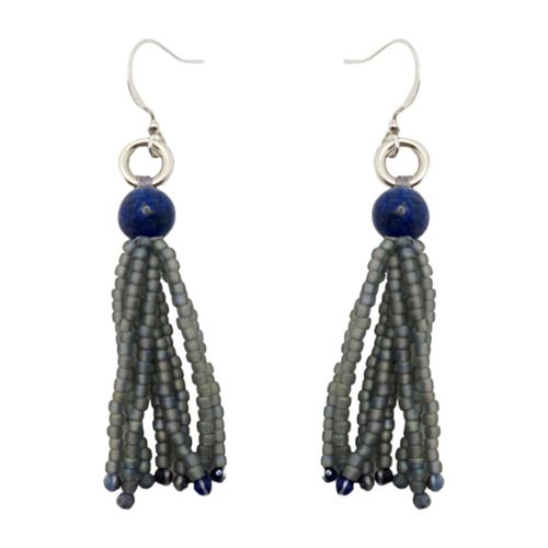 Ursula Gemstone Tassel Earrings lapis earring making kit — DIY set with beads and instructions for creating handmade jewelry