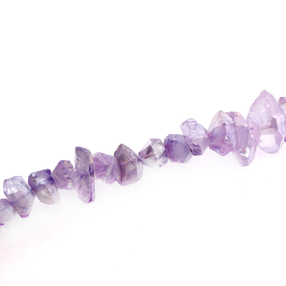 Crystal Quartz Rough Nuggets 15" Strand -Dyed Purple Aura