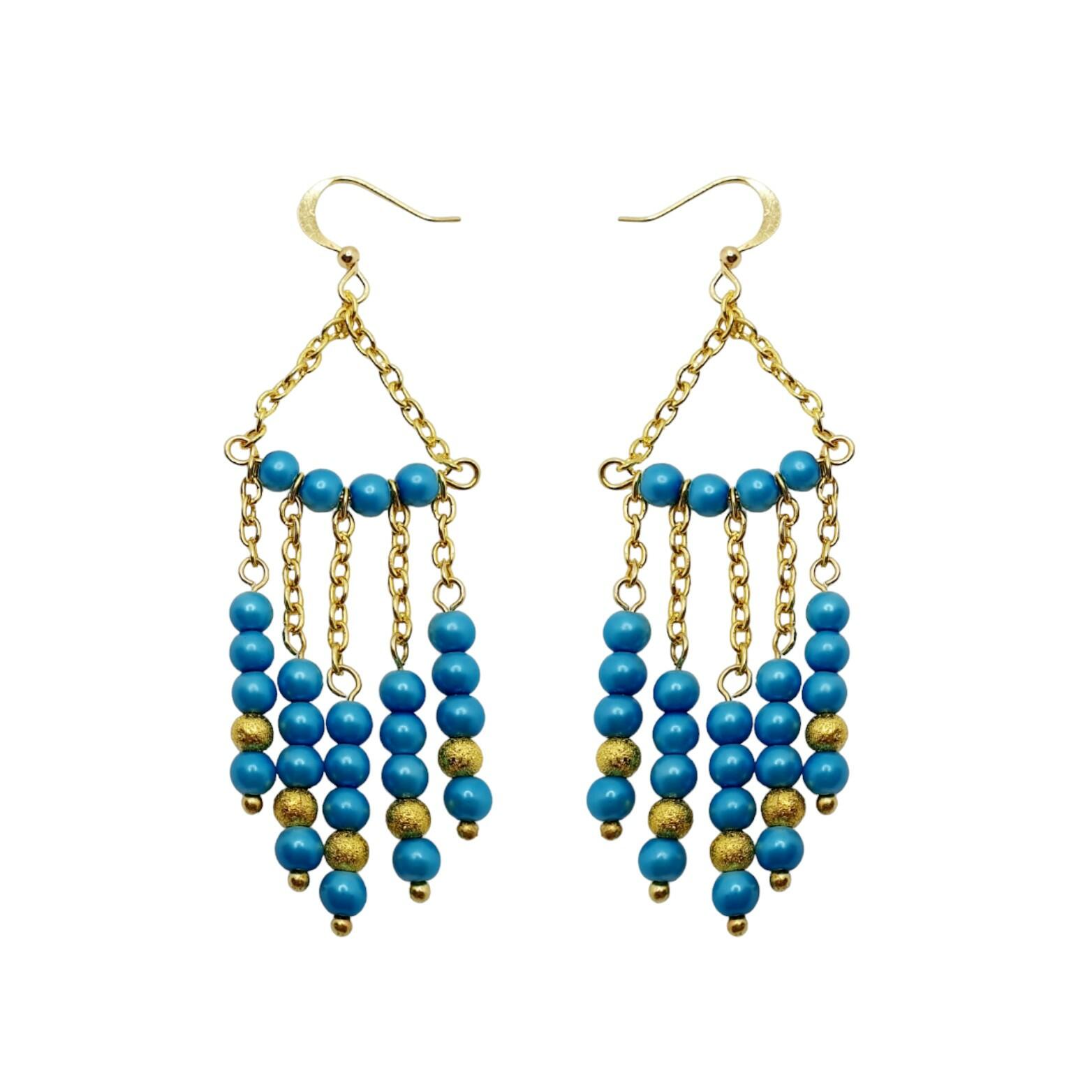 Pamela Earrings 2 Pairs cornflower earring making kit — DIY set with beads and instructions for creating handmade jewelry