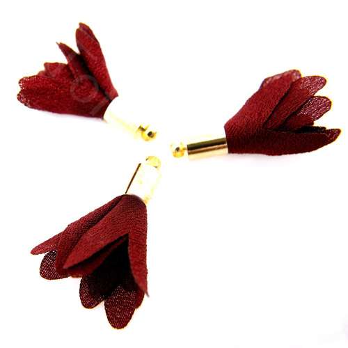 Flower Tassel Tulip - Gold Tone Cap Garnet 5pcs