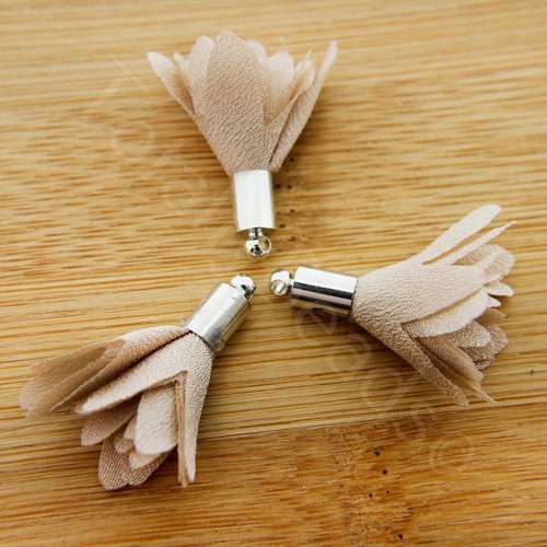 Flower Tassel Tulip - Silver Tone Cap Capuccino 5pcs