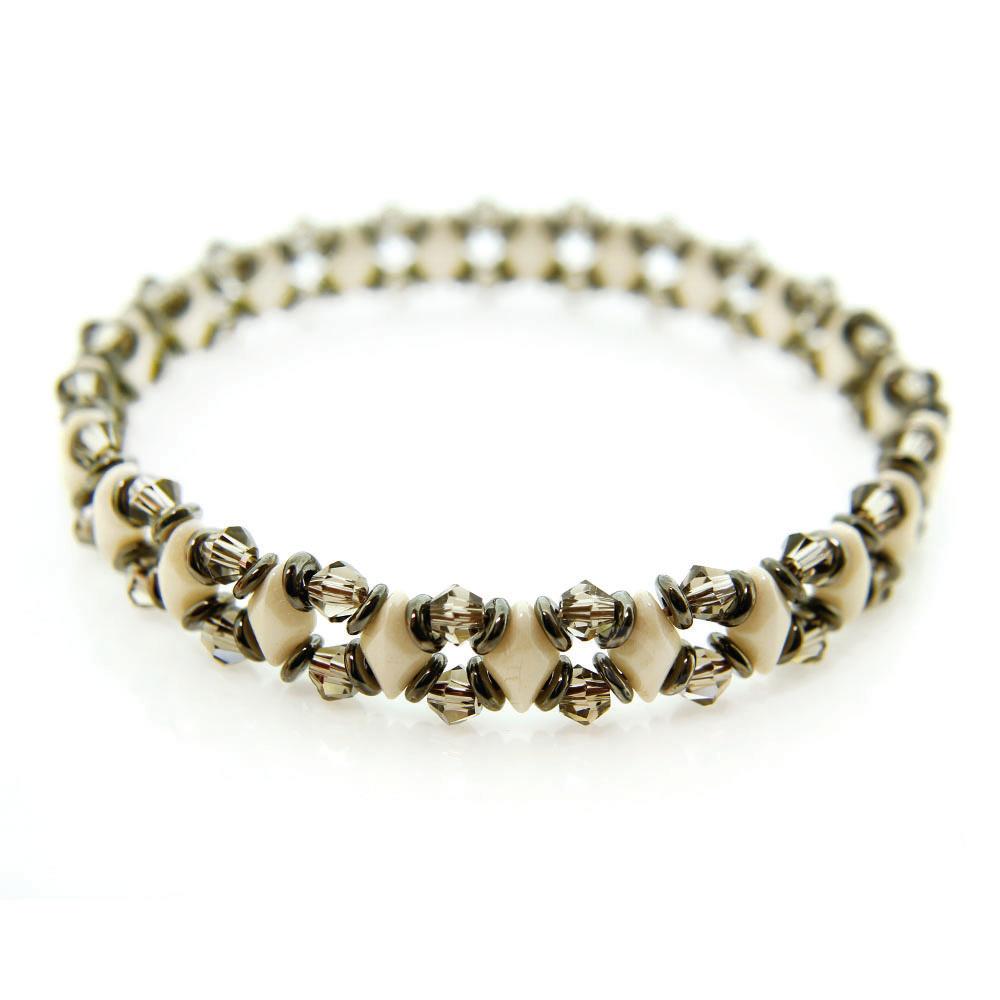 GemDuo Sparkle Bracelets - Cream Grey