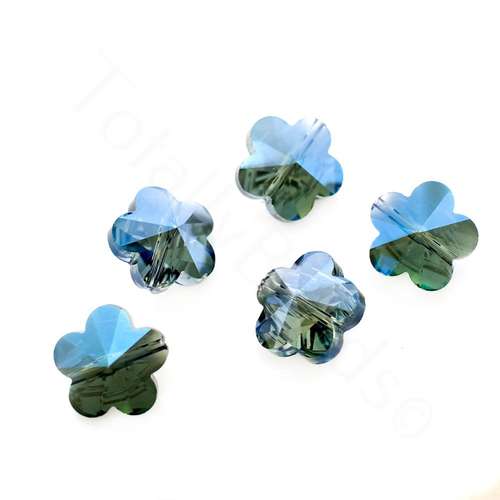14mm crystal beads electric blue 14x14mm, pack of 8 — faceted for jewelry making and beadwork