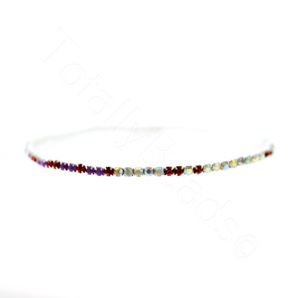Crystal Bangle - Silver with Pink Purple combi