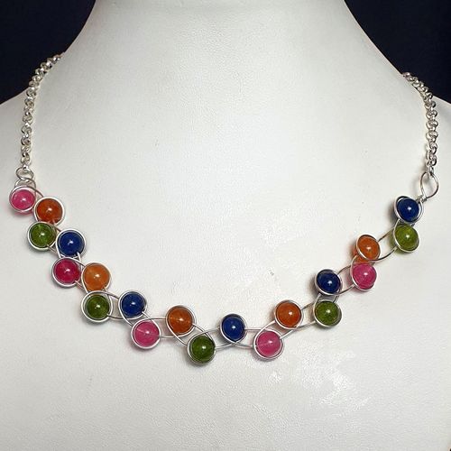 Candice Jade Necklace Makes 2 silver necklace making kit — DIY set with beads and instructions for creating handmade jewelry