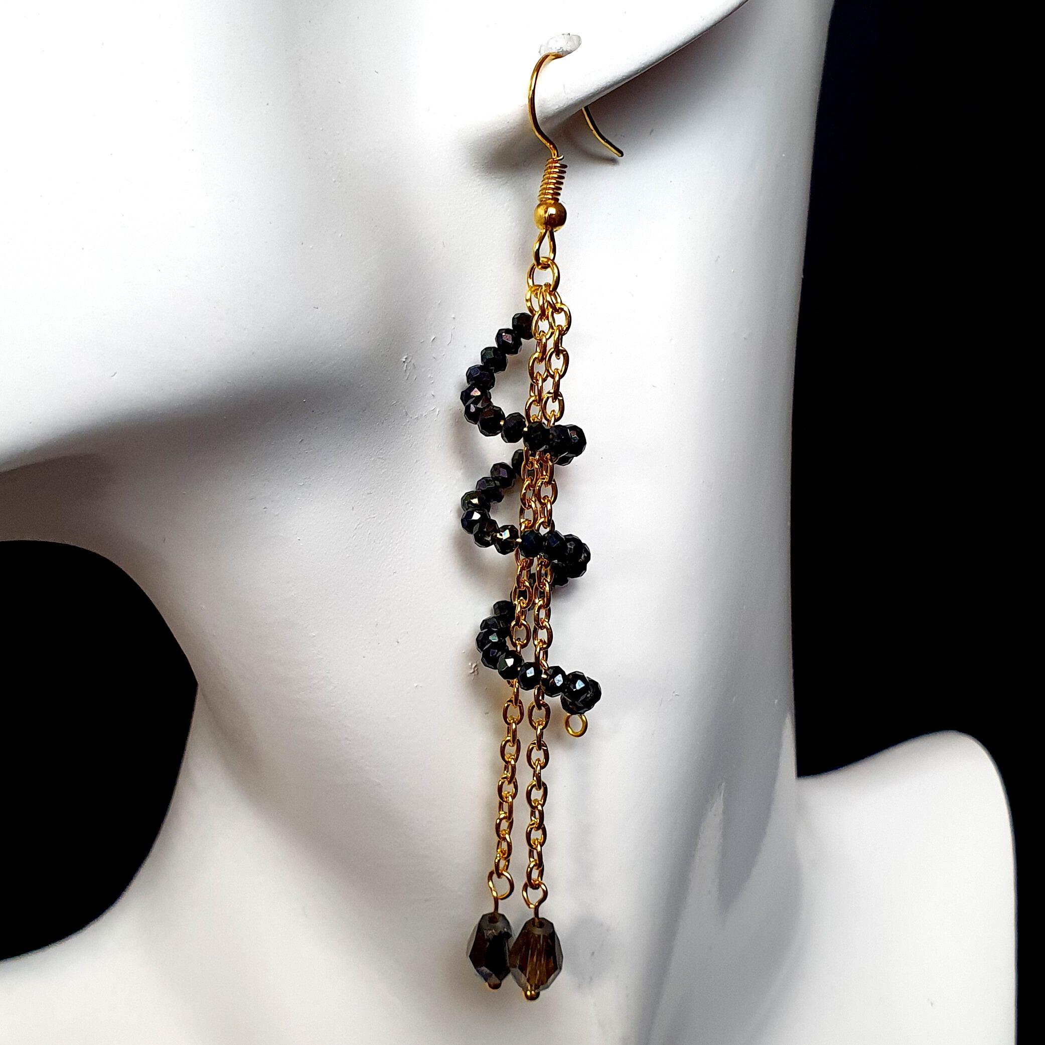 Helter Skelter Earrings 2 Pairs black diamond earring making kit — DIY set with beads and instructions for creating handmade jewelry