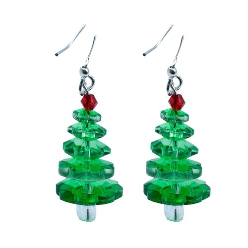 Margarita Christmas Tree Earrings Kit V2 green earring making kit — DIY set with beads and instructions for creating handmade jewelry