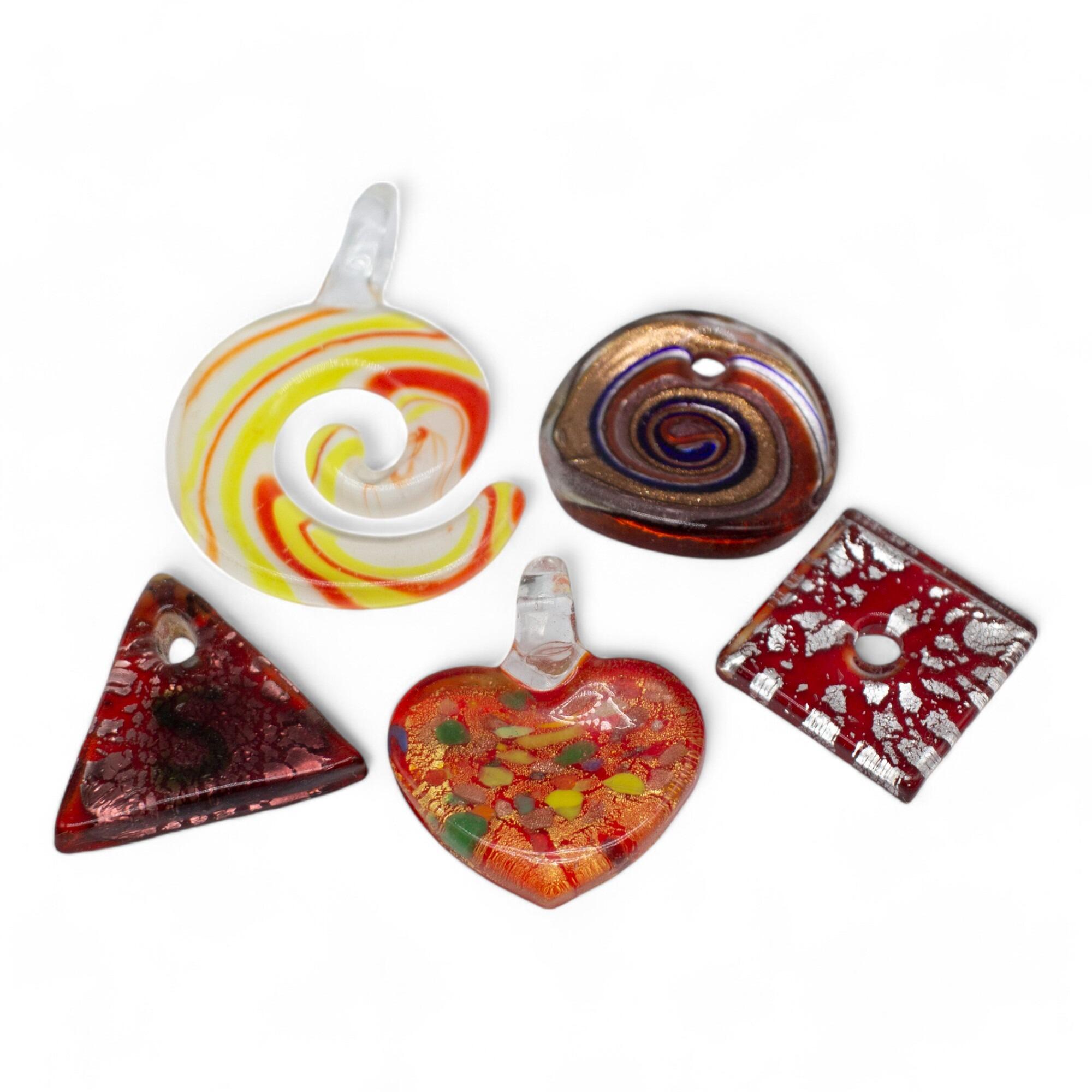 Lampwork Assorted Pendant Mix 5pcs   Red 50mm for jewellery making