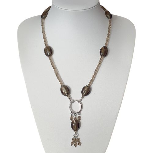 Alexandria Silver Foil Necklace grey necklace making kit — DIY set with beads and instructions for creating handmade jewelry