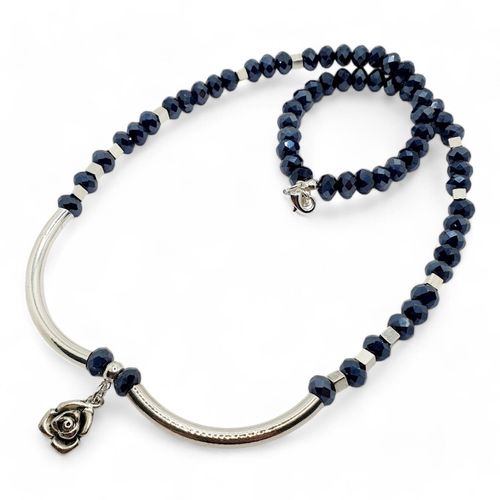 Justine Crystal Necklace hematite necklace making kit — DIY set with beads and instructions for creating handmade jewelry