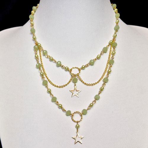 Seren Chain Necklaces Makes 3 opal lime necklace making kit — DIY set with beads and instructions for creating handmade jewelry