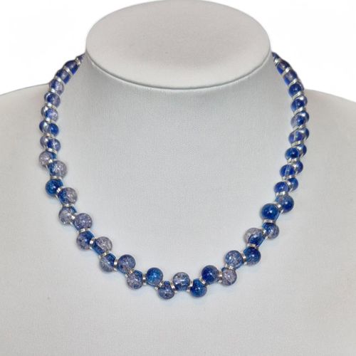 Crackle Trellis Necklace Makes 2 blue necklace making kit — DIY set with beads and instructions for creating handmade jewelry