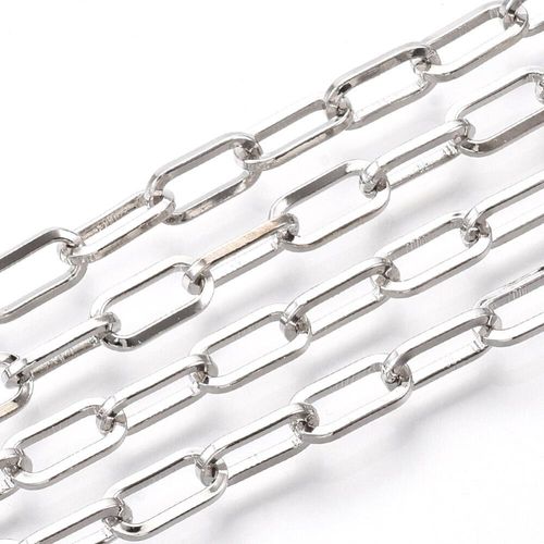 Chain Rhodium Plated   Oval 10x5mm 1 Metre for jewellery making