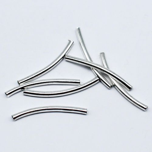 Spacer Curved Tube   25mm Silver 50pcs for jewellery making