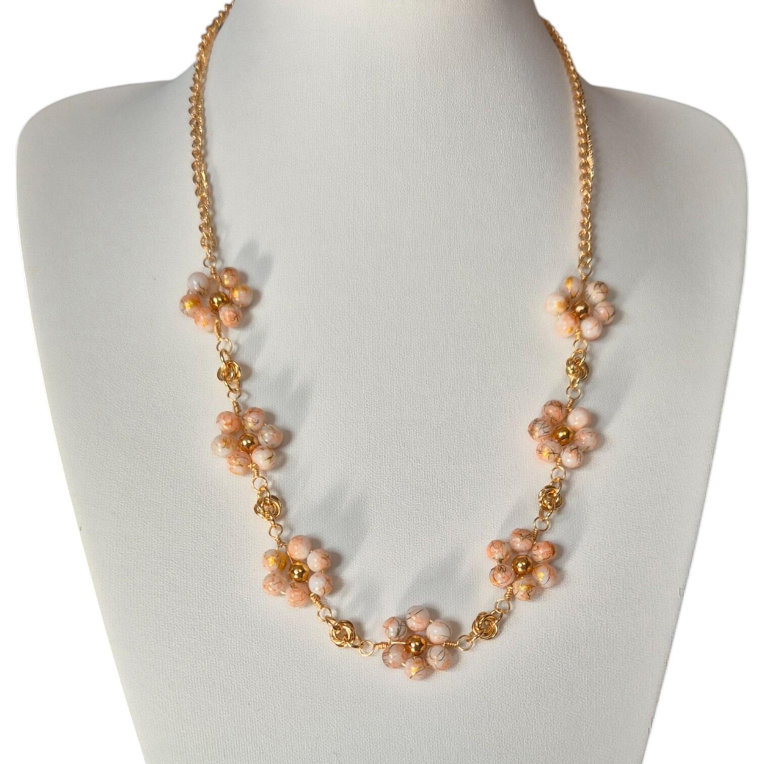 Noelani Floral Necklaces peach necklace making kit — DIY set with beads and instructions for creating handmade jewelry