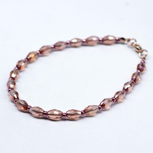 Crystal Rice Bracelets salmon pink bracelet making kit — DIY set with beads and instructions for creating handmade jewelry