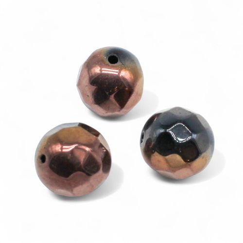Large Facet Round Bead 19mm   Black Bronze 1pc for jewellery making