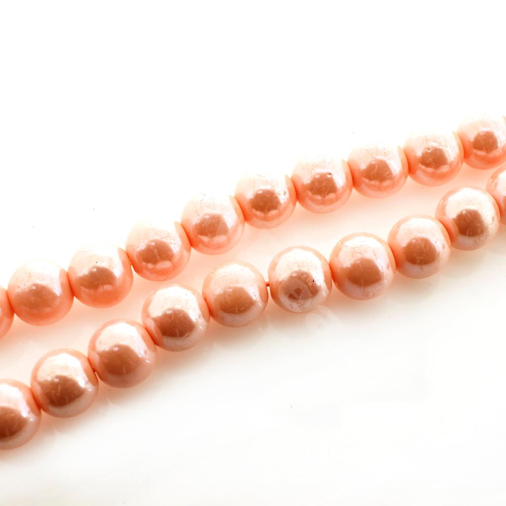 Glass Round Beads 8mm - Luster Opal Peach