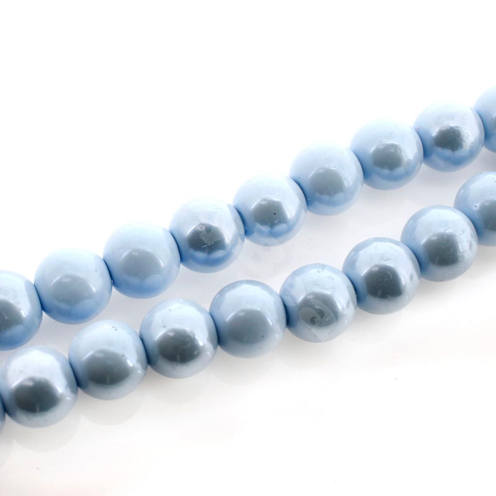 Glass Round Beads 8mm - Luster Opal Sky Blue