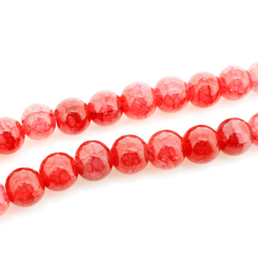 Cracked Earth Glass Beads - 8mm Red