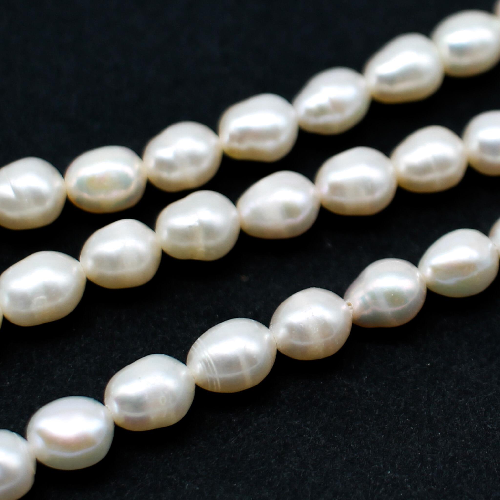 Freshwater Pearls 5 6mm Rice Off White   14" String for jewellery making