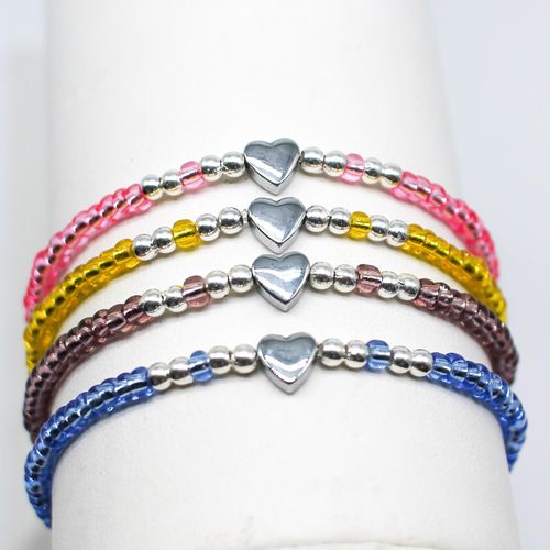 Rainbow Heart Bracelets Makes 60+ Silver Lined Silver bracelet making kit — DIY set with beads and instructions for creating handmade jew…