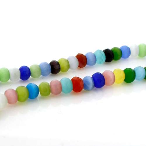 Cats Eye Beads - Faceted Rondelles 6mm - Mixed
