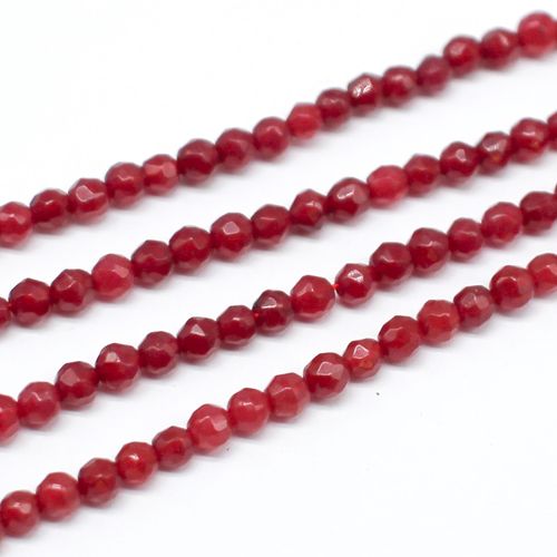 Agate Facet Round Beads 3mm Ruby Red 15" String for jewellery making