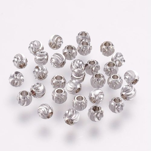 Brass Crescent Round Spacers 3mm Rhodium 30pcs for jewellery making