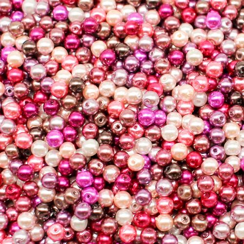 Glass Pearl Round Beads 4mm   Pink Flower Mix 200pcs for jewellery making
