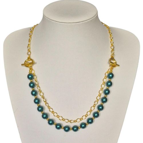Moyra Twin Toggle Necklaces teal necklace making kit — DIY set with beads and instructions for creating handmade jewelry