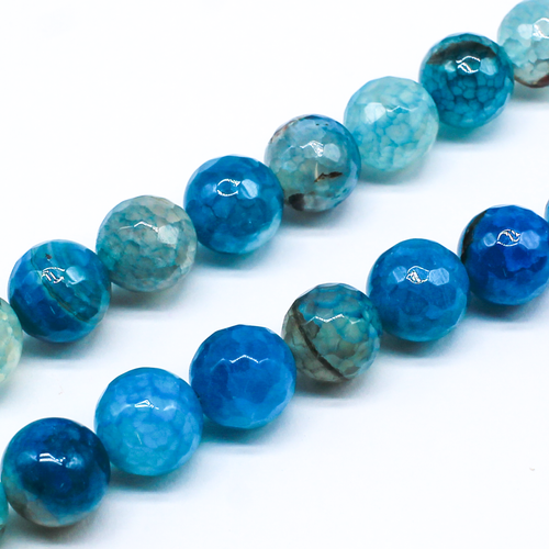10mm resin druzy bead round ocean blues 15" strand — sparkling cabochon-style stone ideal for jewelry making, pendants, and craft designs