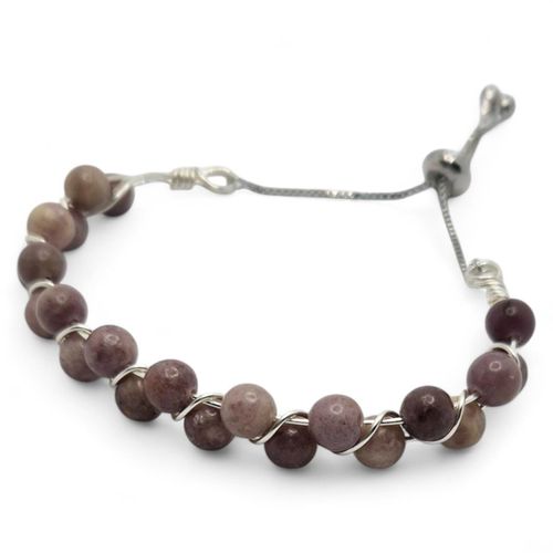 Rahima Slider Bracelet lepidolite gemstone bracelet making kit — DIY set with beads and instructions for creating handmade jewelry