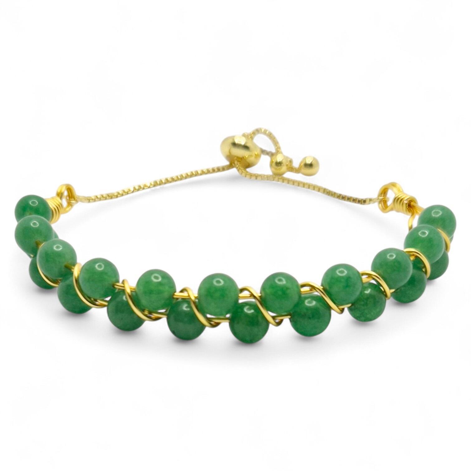 Rahima Slider Bracelet green aventurine gemstone bracelet making kit — DIY set with beads and instructions for creating handmade jewelry