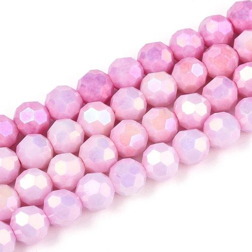 6mm crystal beads ab mix opaque pink, pack of 65 — AB finish, faceted for jewelry making and beadwork