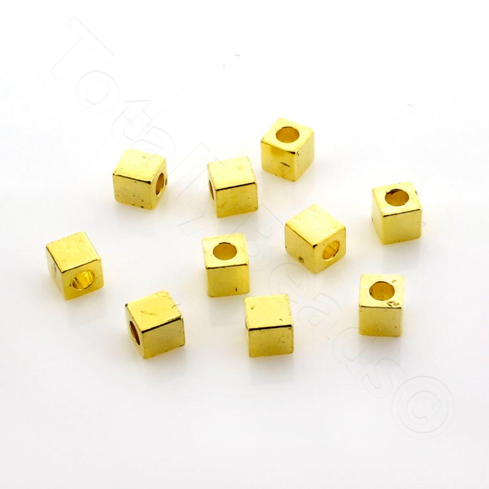 Spacer Beads - Gold Plated Cubes - 3mm 25 pcs