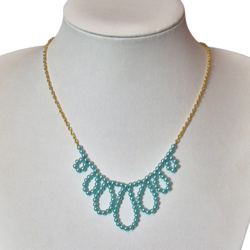 Samara Pearl Necklace   Aqua for jewellery making