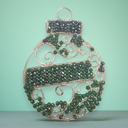 Wire Bauble Decoration   Green 2mm for jewellery making