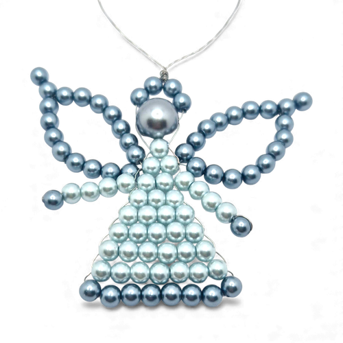 Beaded Angel Decorations   Blue 3mm for jewellery making