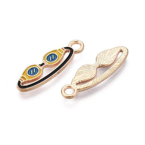 Enamel Gold Charm   Goggles 21mm 2pcs for jewellery making