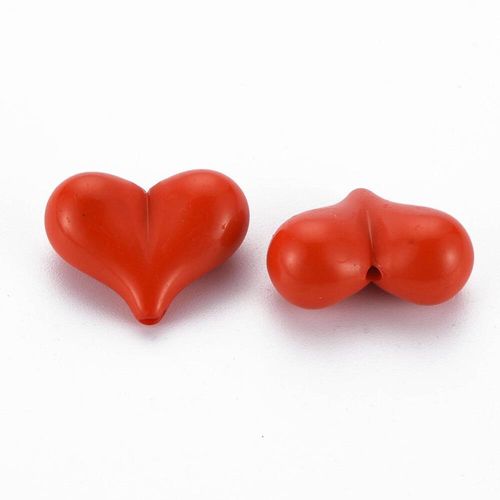 Acrylic Puff Heart Bead 22mm Red   1pc for jewellery making