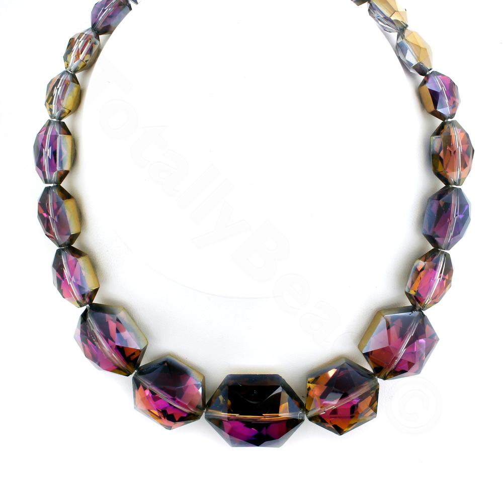 Crystal Hexagonal Beads Set - Bronze Rainbow