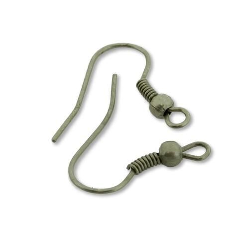 Ear Wire Coil Ball   Dull Silver   25 Pairs 20 x 17mm for jewellery making