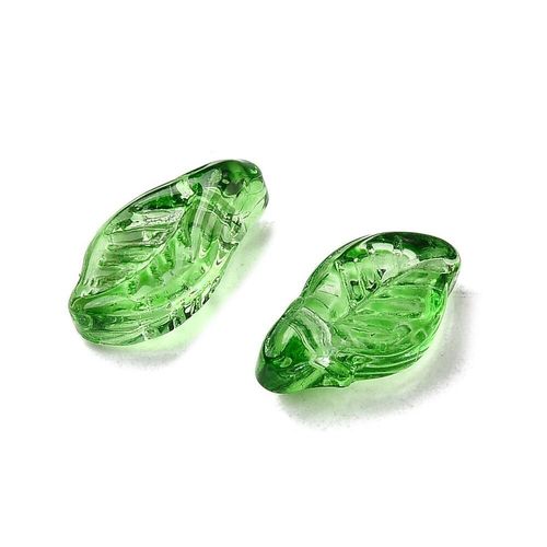 Glass Leaf Beads 12mm 25pcs   Green for jewellery making