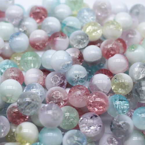 Crackle White Round Beads 10mm   Mixed Pastel 80pcs for jewellery making